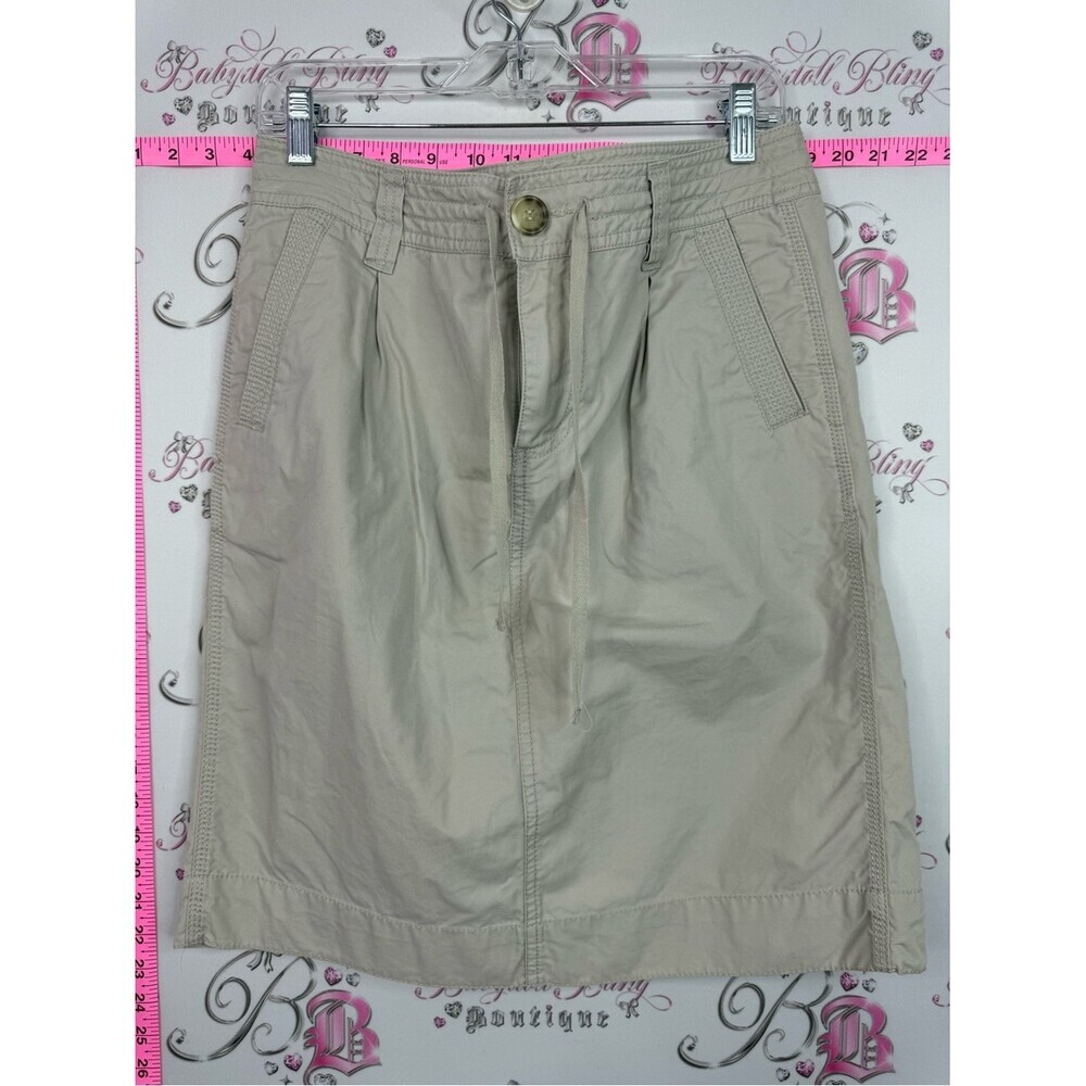 Liz Claiborne Light Beige Midi Skirt with Front Button cargo